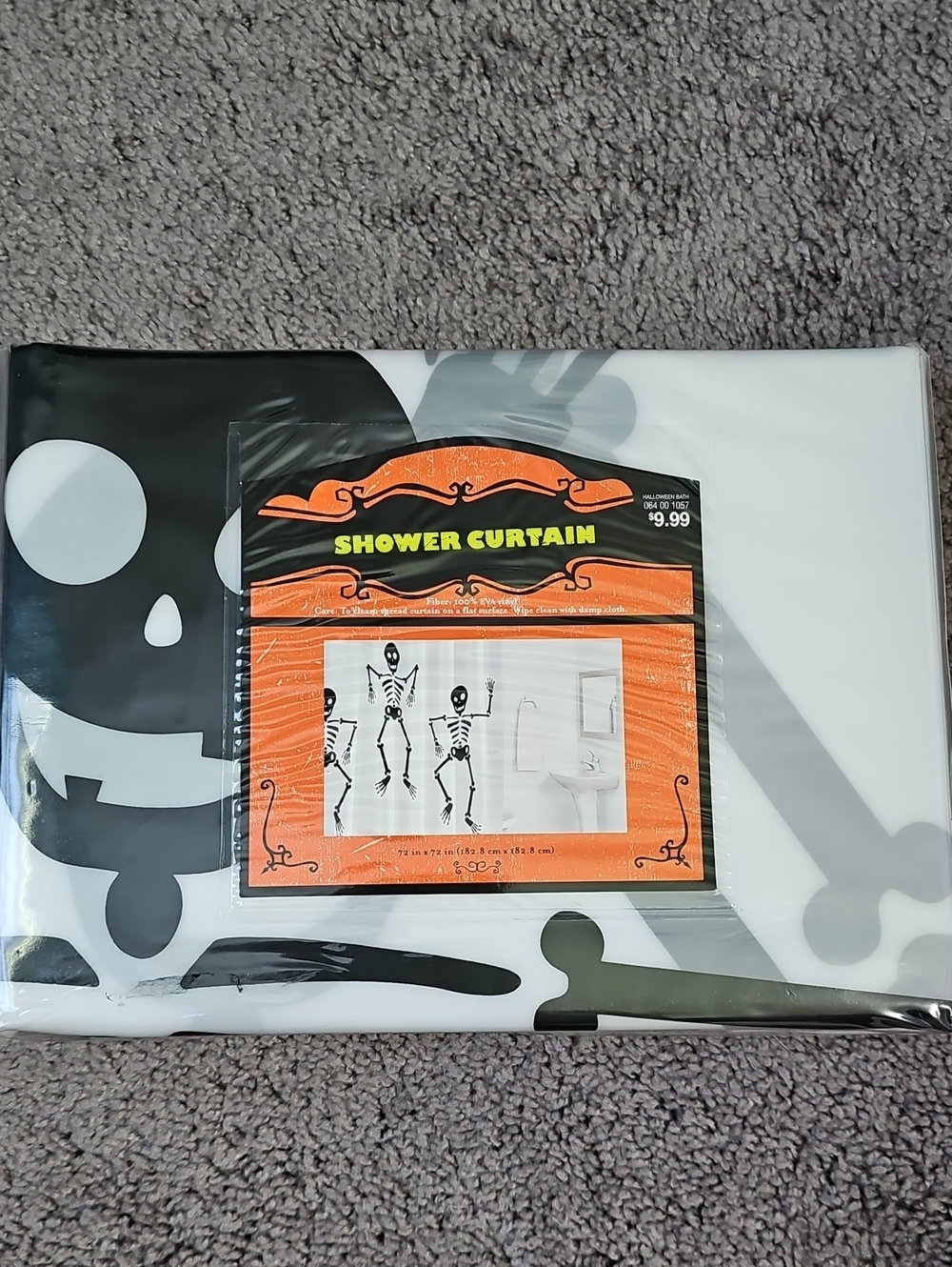 Halloween Dancing Skeleton Shower Curtain 72×72 100% EVA Vinyl  NWT